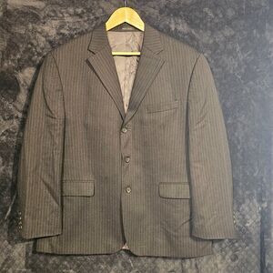Ralph Lauren Chaps Jacket Blazer Men 44S Gray Pinstripe Wool Sportcoat